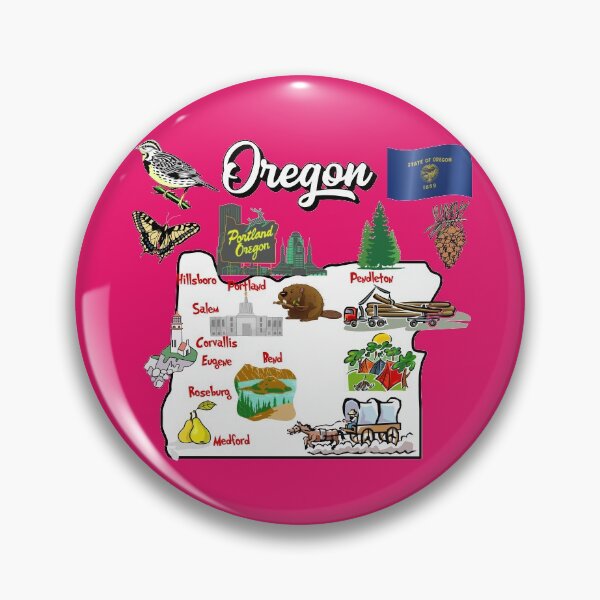 Item preview, illustrated Map of Oregon state in US with major Cities and symbols designed and sold by mashmosh.
