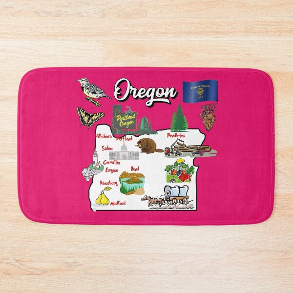 Item preview, illustrated Map of Oregon state in US with major Cities and symbols designed and sold by mashmosh.