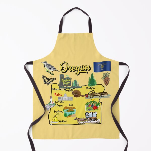 Item preview, Hand Drawn Illustration of Oregon Map with Tourist Destinations, USA designed and sold by mashmosh.