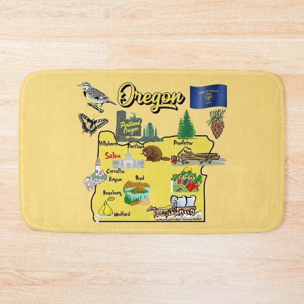 Item preview, Hand Drawn Illustration of Oregon Map with Tourist Destinations, USA designed and sold by mashmosh.