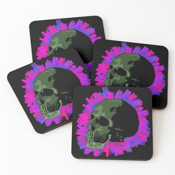 Item preview, Green Skull with Pink and Blue Paint Background designed and sold by wildjellybeans.