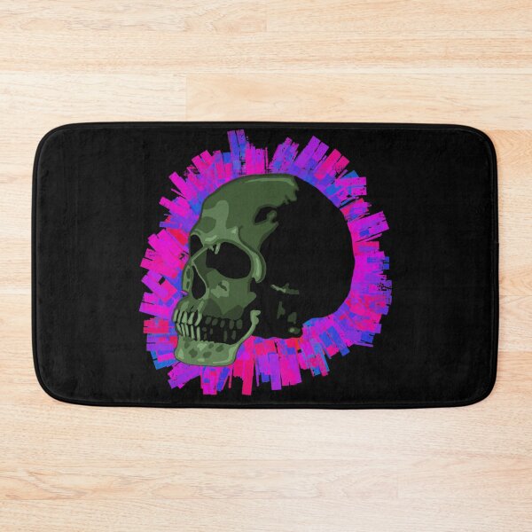 Item preview, Green Skull with Pink and Blue Paint Background designed and sold by wildjellybeans.