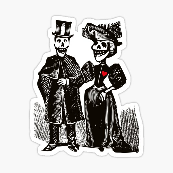 Calavera Couple | Day of the Dead | Dia de los Muertos | Skulls and Skeletons | Vintage Skeletons | Sticker