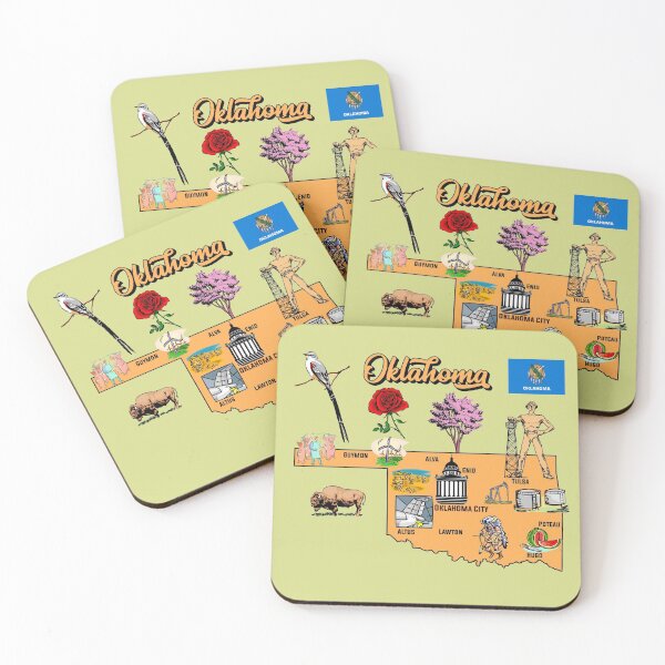 Item preview, illustrated Map of Oklahoma `in US with major Cities and symbols designed and sold by mashmosh.