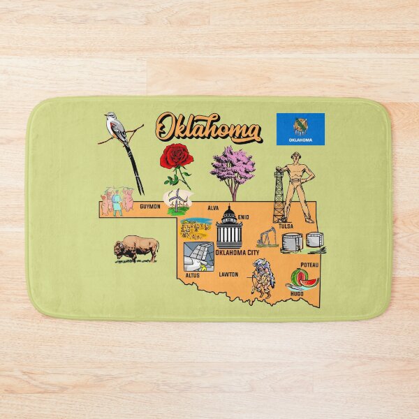 Item preview, illustrated Map of Oklahoma `in US with major Cities and symbols designed and sold by mashmosh.