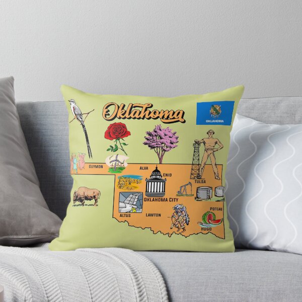 Item preview, Mapa ilustrado de Oklahoma `en EE. UU. con las principales ciudades y símbolos designed and sold by mashmosh.