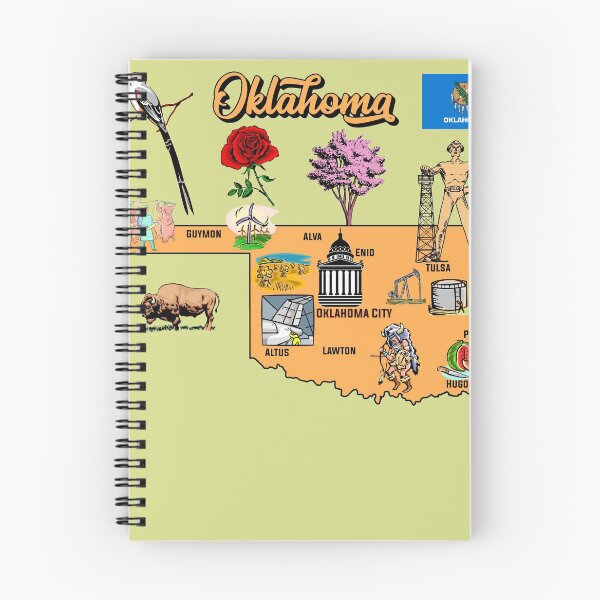 Item preview, illustrated Map of Oklahoma `in US with major Cities and symbols designed and sold by mashmosh.