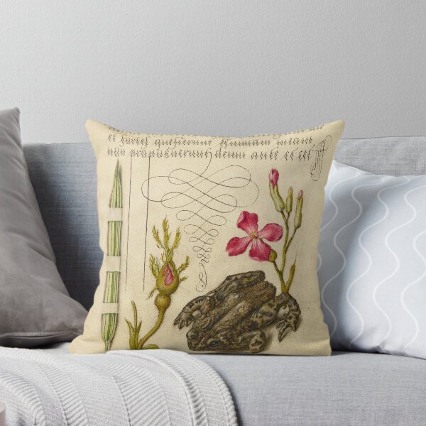 Item preview, Naturalist Manuscript: Flowers, Frog and Calligraphy Illumination by Joris Hoefnagel designed and sold by Naturalist Prints.