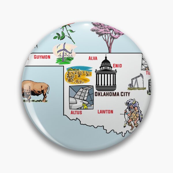 Item preview, Hand Drawn Illustration of Oklahoma Map with Tourist Destinations, USA designed and sold by mashmosh.