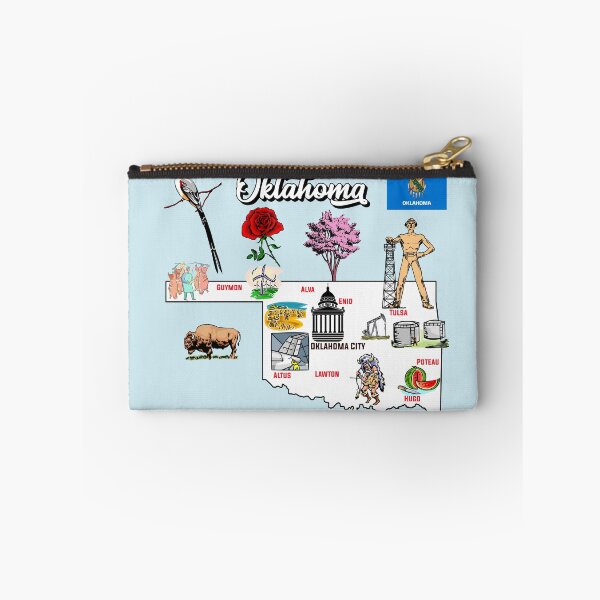 Item preview, Hand Drawn Illustration of Oklahoma Map with Tourist Destinations, USA designed and sold by mashmosh.
