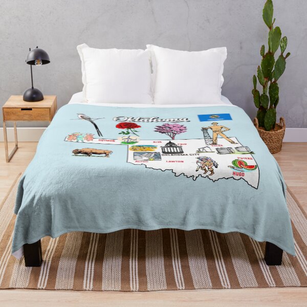 Item preview, Hand Drawn Illustration of Oklahoma Map with Tourist Destinations, USA designed and sold by mashmosh.