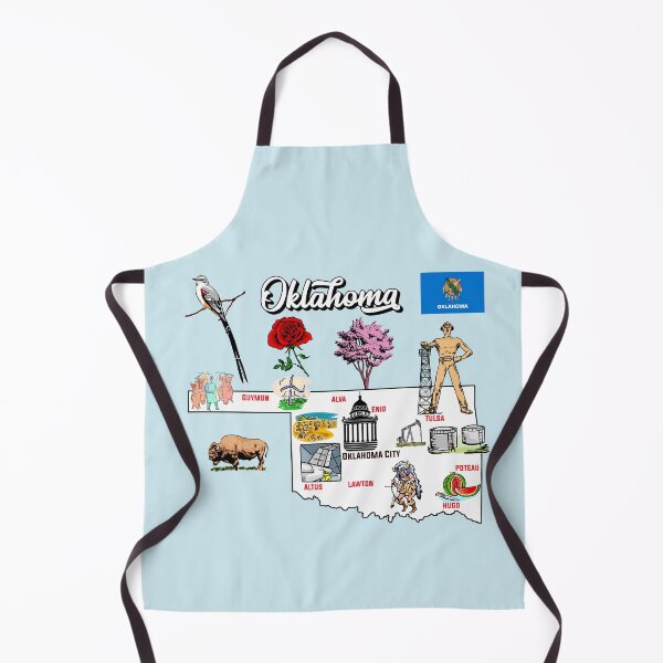 Item preview, Hand Drawn Illustration of Oklahoma Map with Tourist Destinations, USA designed and sold by mashmosh.