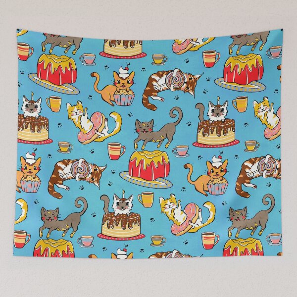 Item preview, Cats & Confectionary - Sky Blue designed and sold by TigaTiga.
