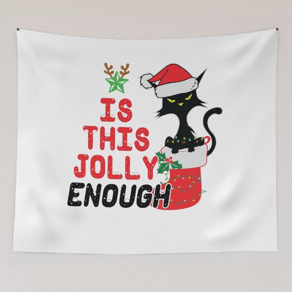 Item preview, is this jolly enough tree christmas BLACK CAT CHRISTMAS designed and sold by Super-Thomas.