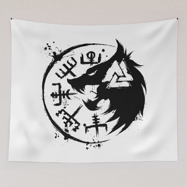 Item preview, Fenrir Wolf - Vegvisir Valknut designed and sold by anziehend.