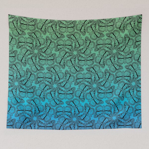 Item preview, Monarch Butterfly Outline on a Green to Blue Background designed and sold by wildvalecreate.