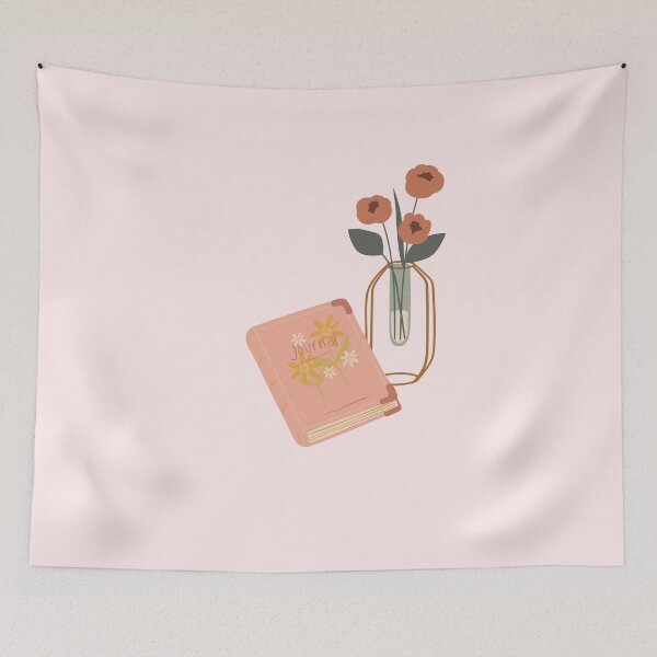 Artikelvorschau, Rosa Blumen und ein Tagebuch entworfen und verkauft von BookishSpace1.