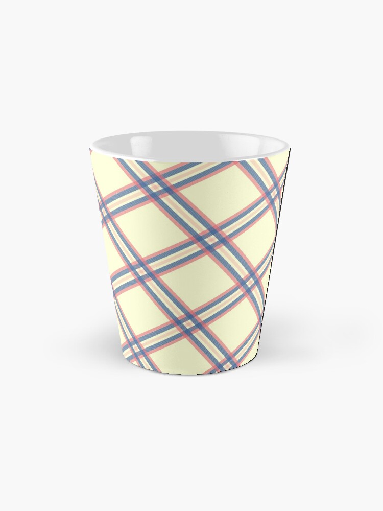 Coffee Mug, Light Yellow Abstract Tartan  Plaid designed and sold by Victoria Riabov