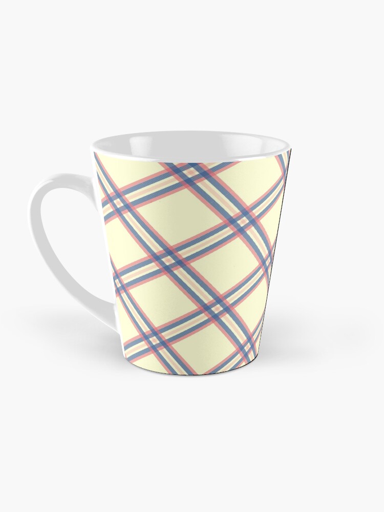 Thumbnail 3 of 4, Coffee Mug, Light Yellow Abstract Tartan Plaid designed and sold by Victoria Riabov.