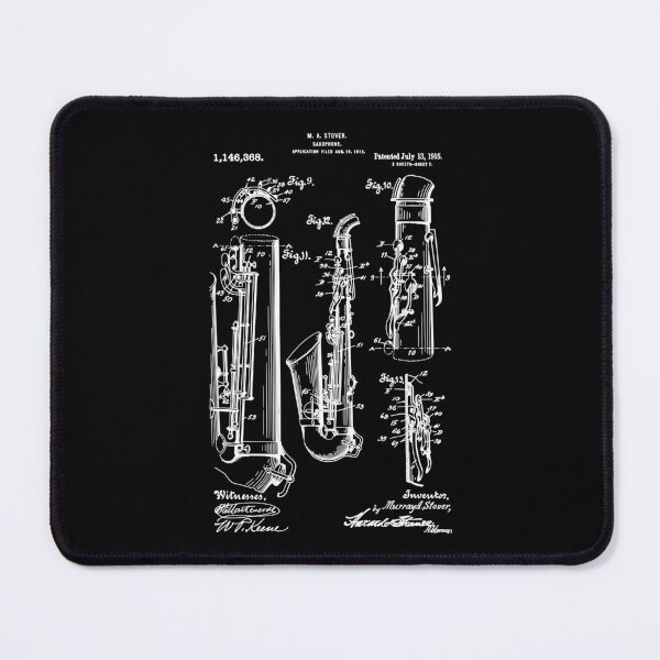 Item preview, Lover Engineering Drawing Saxophone Patent Print 1915 - Vintage Musical Instruments designed and sold by CCHankdesign.
