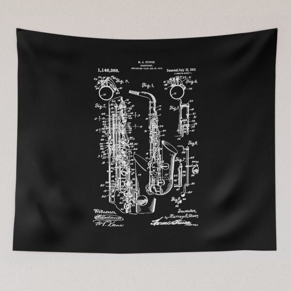 Item preview, Lover Engineering Drawing Saxophone Patent Print 1915 - Vintage Musical Instruments designed and sold by CCHankdesign.