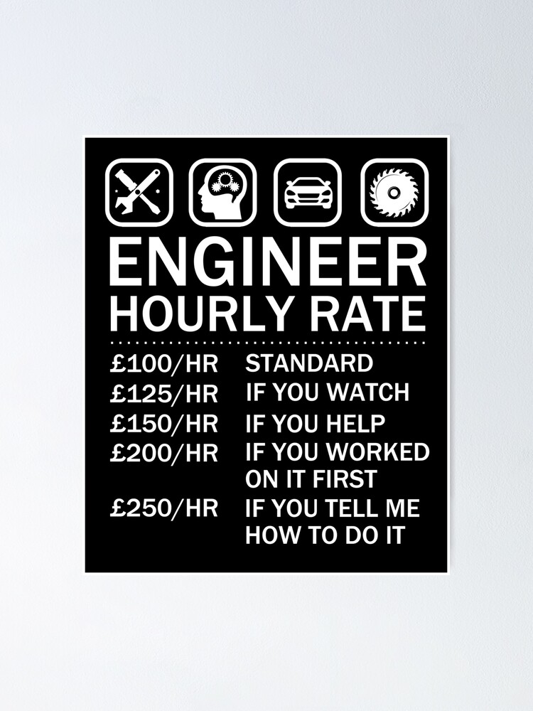 "Engineer Hourly Rate Price Chart Labor Rates" Poster by DrVx Redbubble