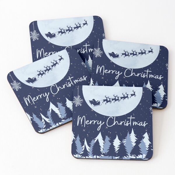 Item preview, Merry Christmas Santa and His Flying Reindeer In Front Of The Moon designed and sold by Simply Celebrated Milestones.