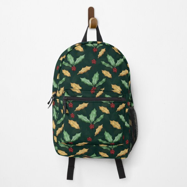 Vista previa del artículo con la obra «Hojas Acebo Verde Oro Con Frutos Rojos Diseño Verde Bosque», diseñado y vendido por NdesignTrend.