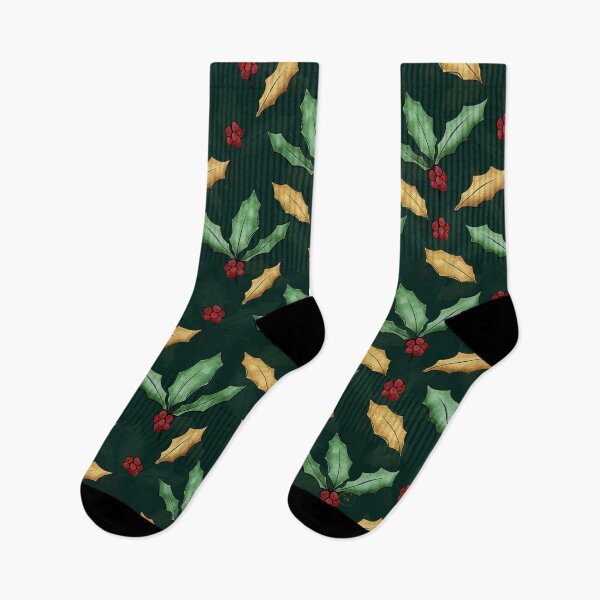 Item preview, Gold Green Holly Leaves Red Berries Forest Green Design designed and sold by NdesignTrend.