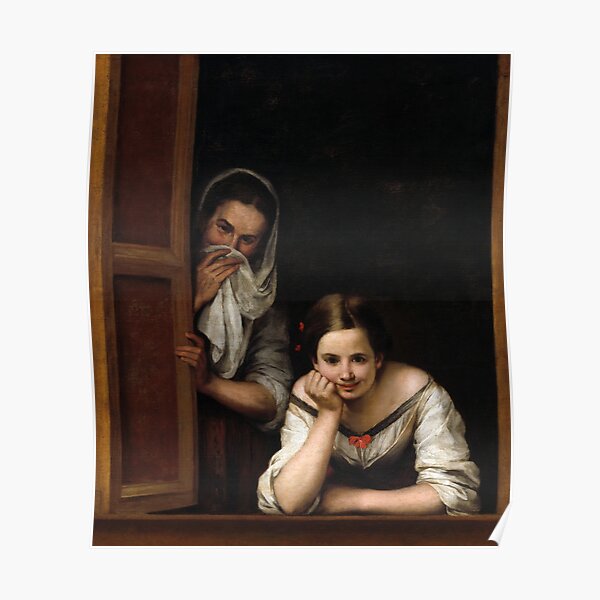 Two Women at a Window, 1655-1660 by Bartolome Esteban Murillo Poster