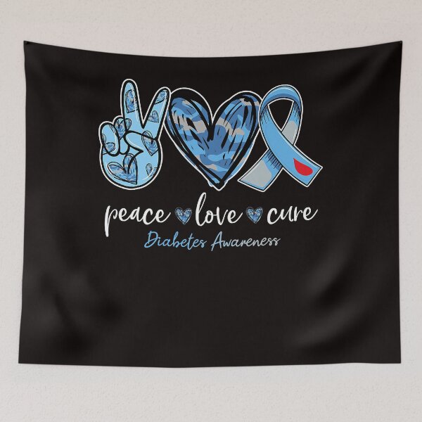 Item preview, Peace love cure blue ribbon diabetes awareness month designed and sold by JasonAOrra.
