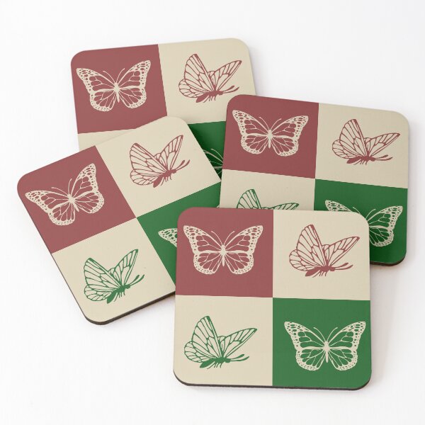 Item preview, Christmas themed Checkered Red and green butterflies pattern | Checkboard Butterfly pattern designed and sold by Violet Treasures.