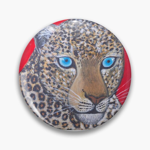 Item preview, Stunning blue eyed leopard with red background designed and sold by Rebekah Gavra.