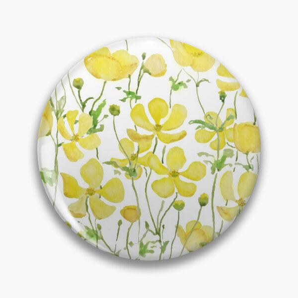 Item preview, hand painted yellow buttercup flowers field watercolor  designed and sold by SelenePaintings .