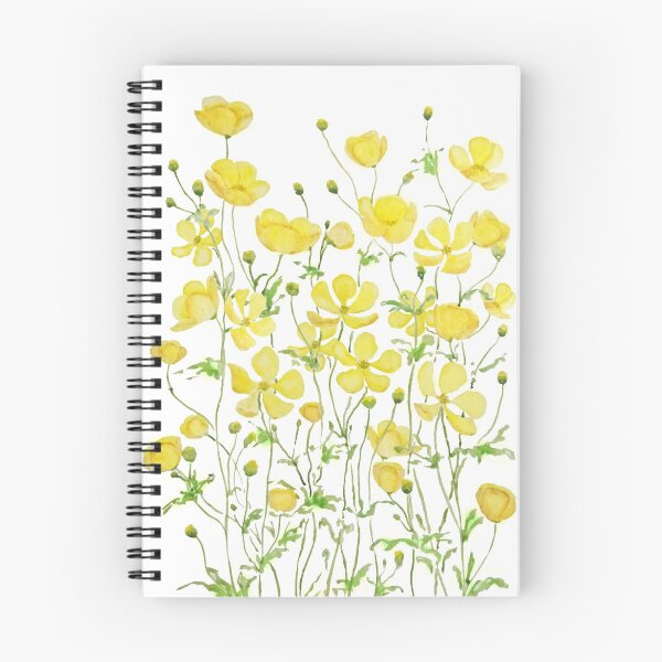 Item preview, hand painted yellow buttercup flowers field watercolor  designed and sold by ColorandColor.