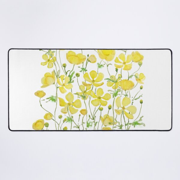 Item preview, hand painted yellow buttercup flowers field watercolor  designed and sold by ColorandColor.