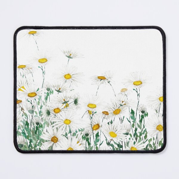 Item preview, hand painted white margaret daisy horizontal watercolor painting designed and sold by ColorandColor.