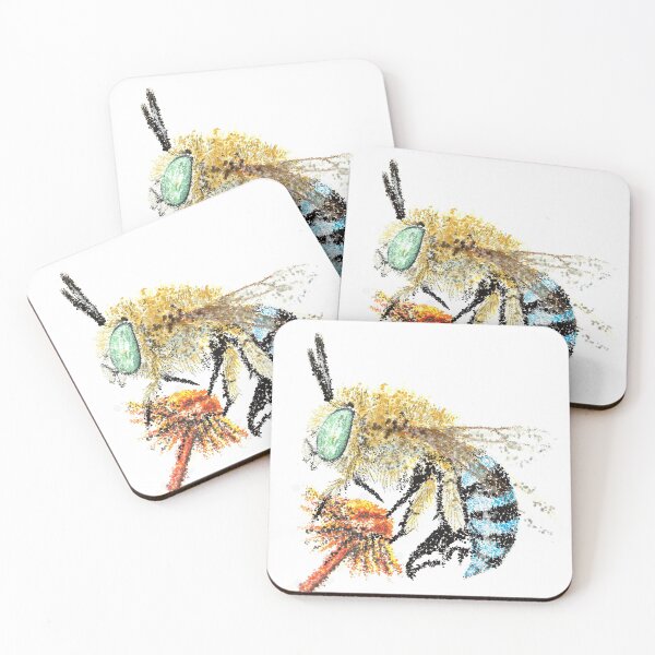 Item preview, Blue Banded Bee Pointillism Dot art designed and sold by lokilovesart.
