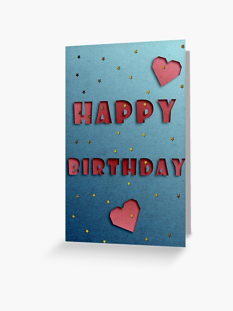 Paper Cutout Happy Birthday Greeting with Gold Glitters Greeting
