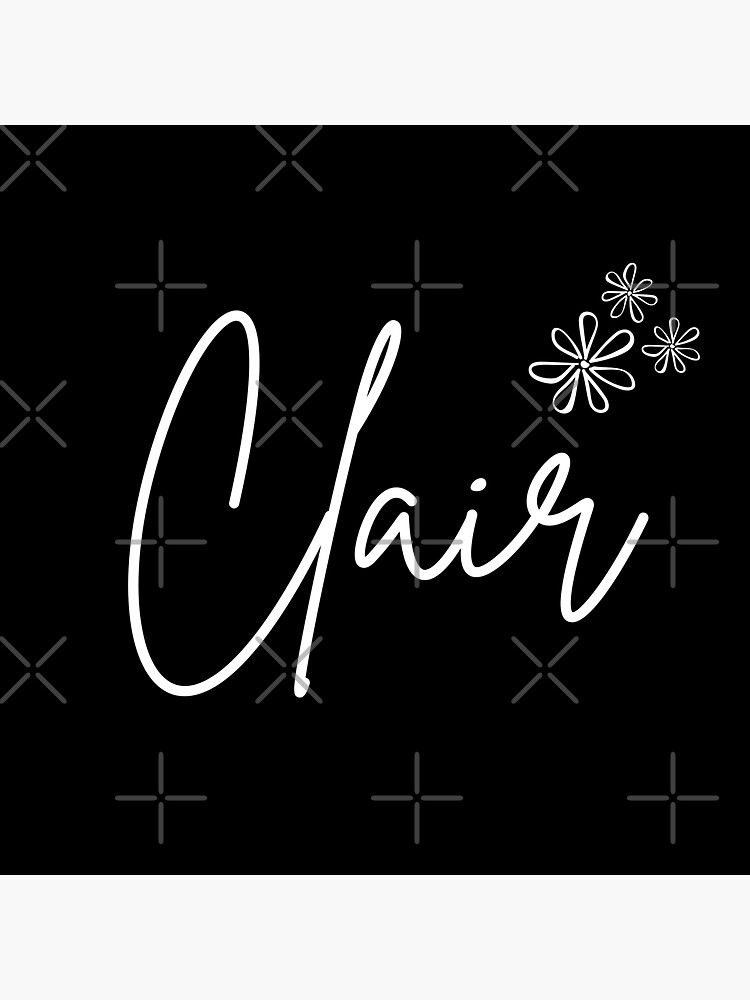 clair-name-in-black-and-white-color-with-flowers-sticker-by