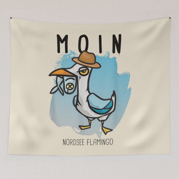 Item preview, Moin Fun Seagull Hat With North Sea Flamingo Design designed and sold by Victoriawhite69.