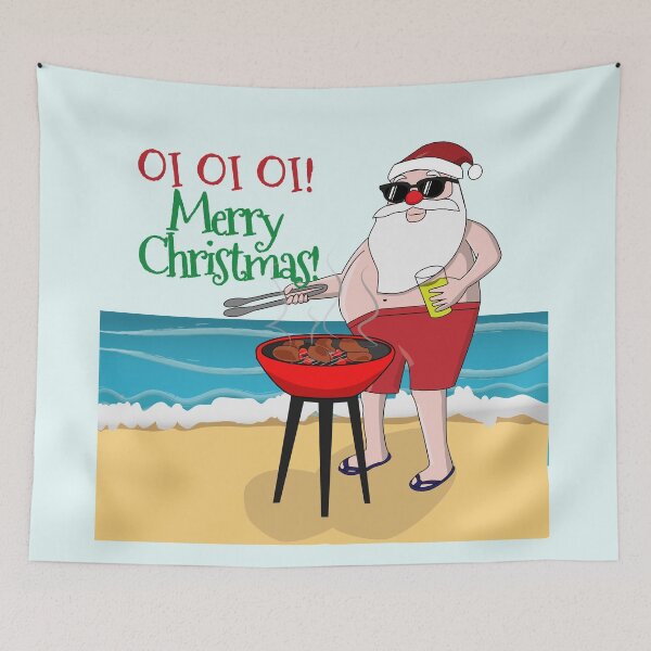 Item preview, Oi Oi Oi Merry Australian Christmas! Santa Making BBQ At The Beach designed and sold by johnmgr21.