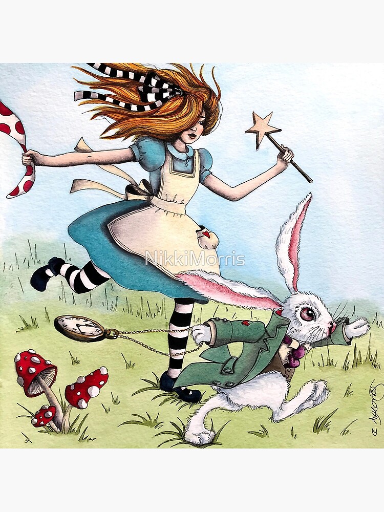 "Alice Chasing White Rabbit painting" Poster for Sale by NikkiMorris