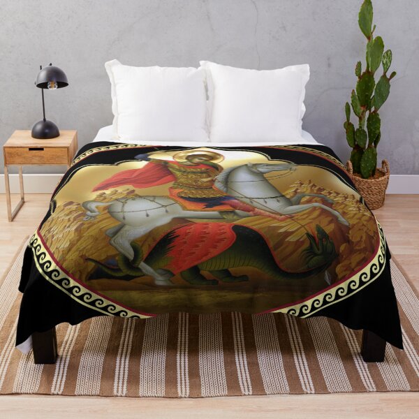 Item preview, Saint George Greek Key Black Red Gold designed and sold by Yiorgos Designs.