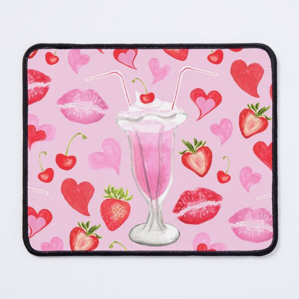 Item preview, Pink Strawberry Milkshakes & Kisses Pattern designed and sold by MilaMooDesigns.