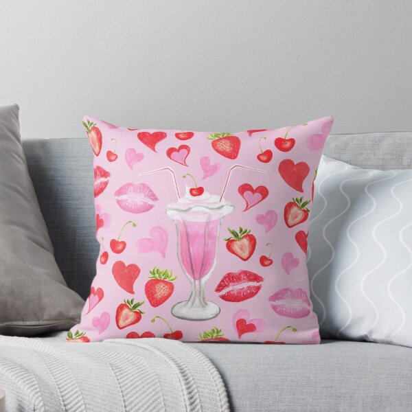 Item preview, Pink Strawberry Milkshakes & Kisses Pattern designed and sold by MilaMooDesigns.