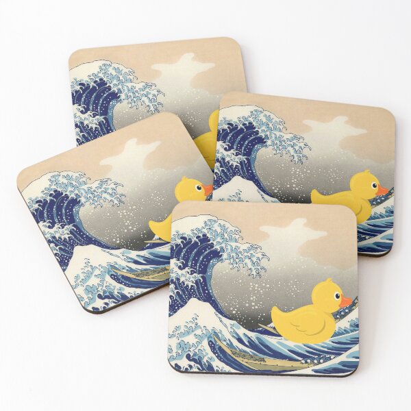 Item preview, "Unsuspecting Duck," cancel culture - woke mob satirical The Great Wave off Kanagawa pop art surfing humorous seascape portrait painting designed and sold by Jéanpaul  Ferro.