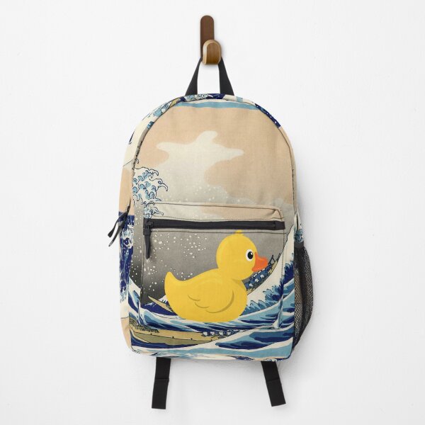 Item preview, "Unsuspecting Duck," cancel culture - woke mob satirical The Great Wave off Kanagawa pop art surfing humorous seascape portrait painting designed and sold by Jéanpaul Ferro.