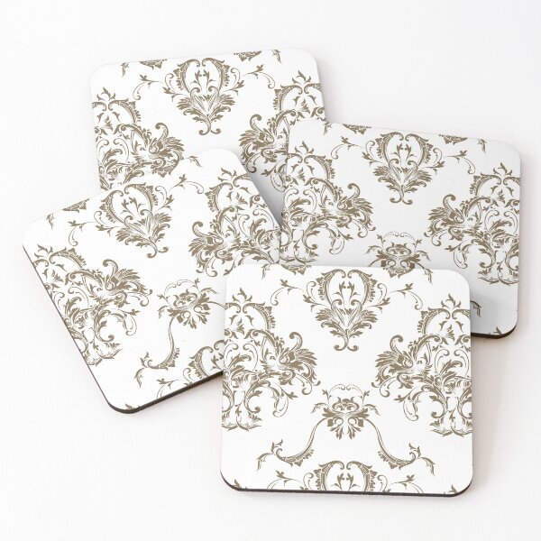 Item preview, Brown and White Damask Scroll Baroque Pattern Pairs Dulux 2022 Popular Colour Rich Earth - Color Trends designed and sold by ColorOfTheYears.
