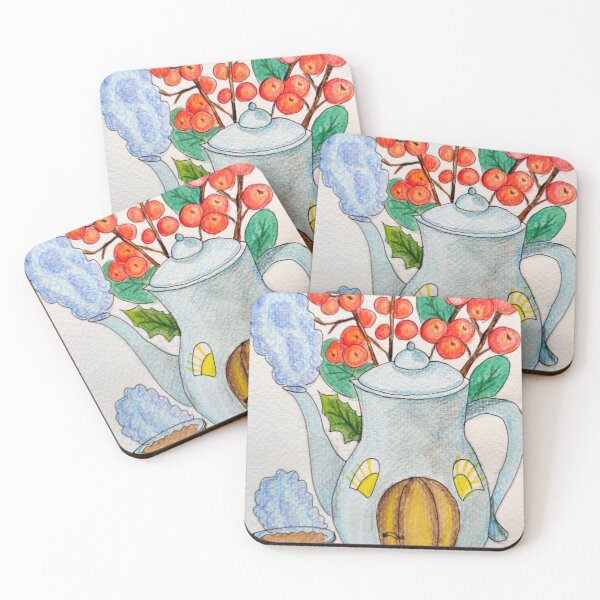 Item preview, Tea time illustration watercolors and colored pencils, winter tea, fairytale designed and sold by Ala Lopatniov.